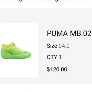 Puma MB.02 Lamelo Ball X Nickelodeon Slime Fluro Green Lime Squeeze - Size 4Y